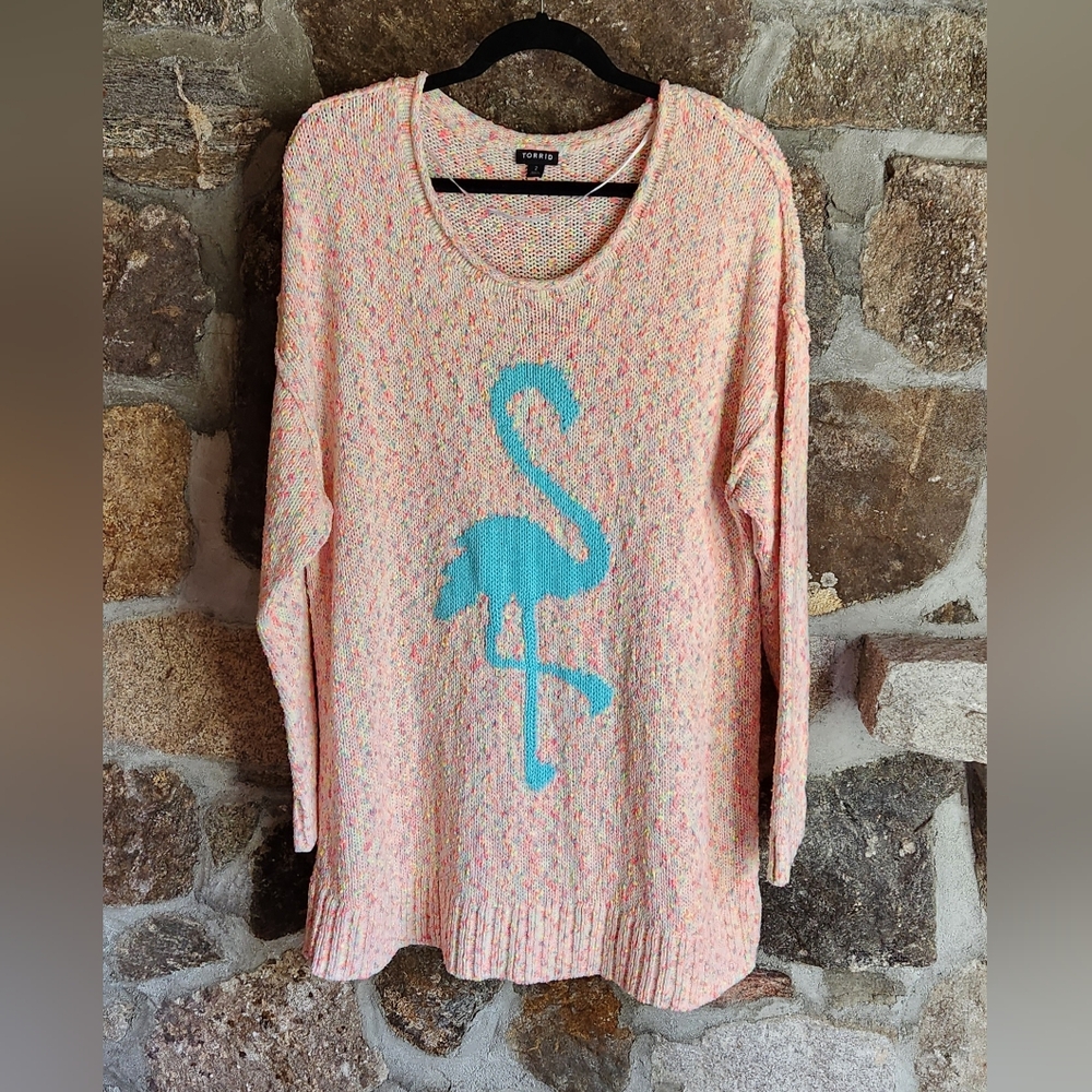 Torrid Women’s Sweater Pullover Size 2 Flamingo Pink Marled Cotton